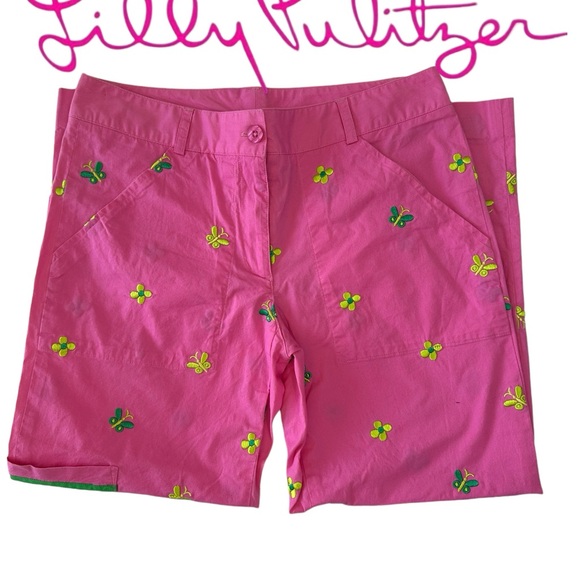Lilly Pulitzer White label capris in size 2. EUC. Pink with embroidered detail. - Picture 3 of 14